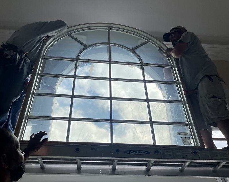 Ready to install the custom arched window 